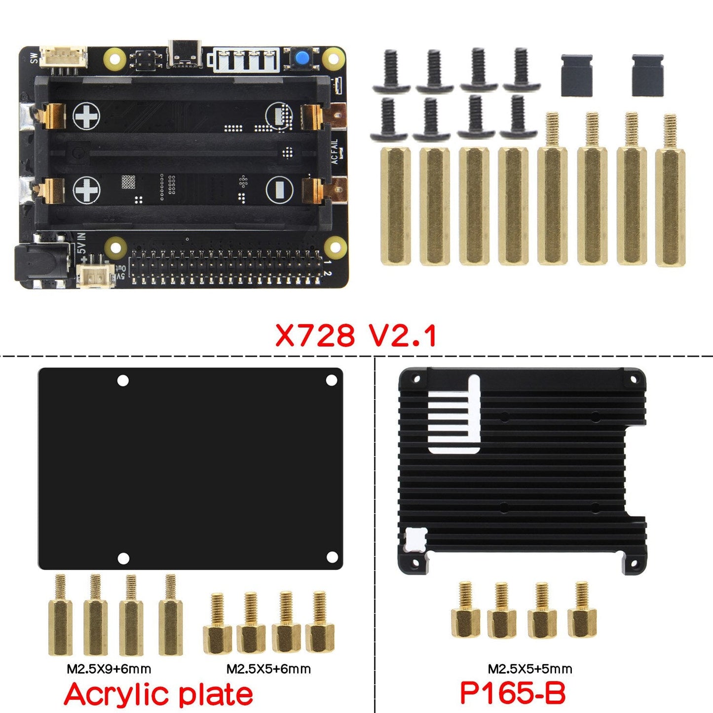 X728 V2.1 UPS HAT& Power Management Board + Heatsink for Raspberry Pi 4B/3B+/3B customize