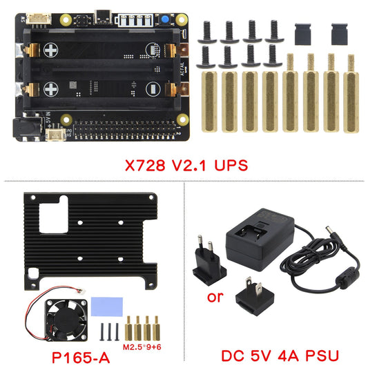 X728 V2.1 UPS HAT& Power Management Board with Power supply, Auto On & Safe Shutdown & AC Power Loss Detection for Raspberry Pi customize