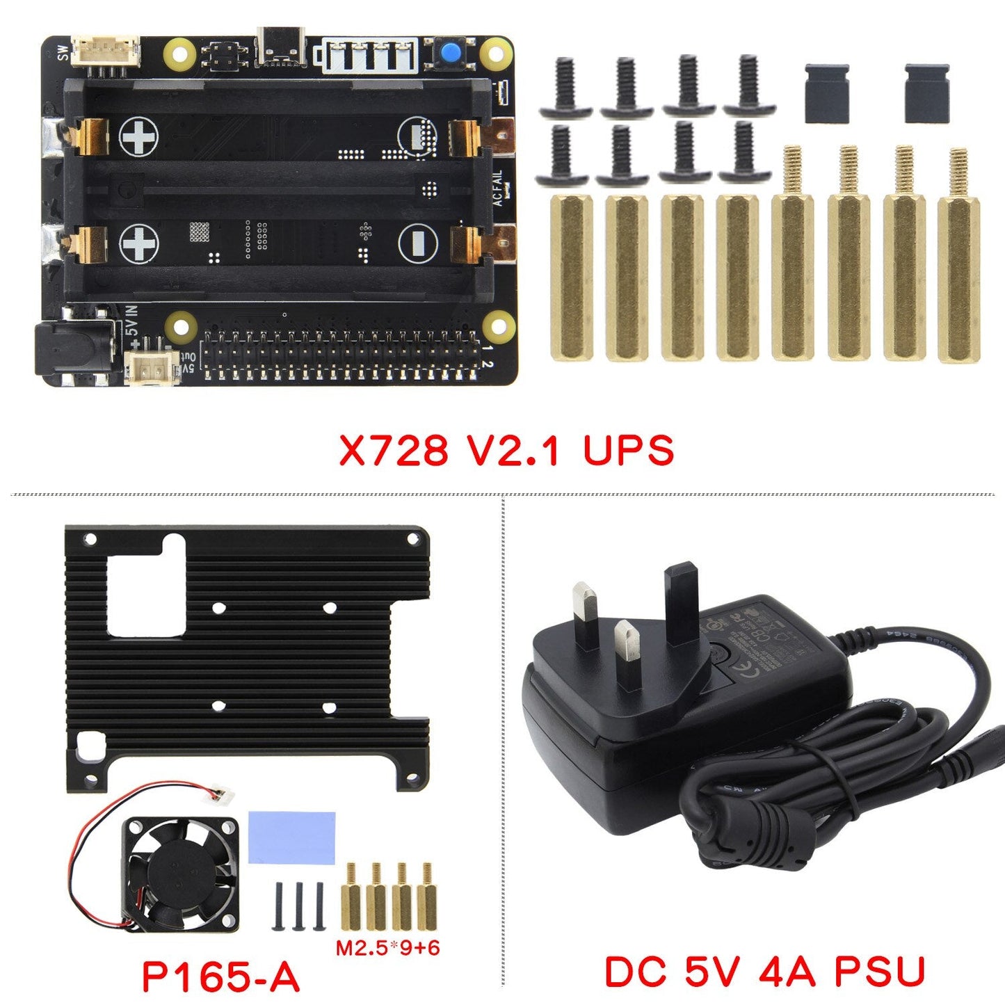 X728 V2.1 UPS HAT& Power Management Board with Power supply, Auto On & Safe Shutdown & AC Power Loss Detection for Raspberry Pi customize