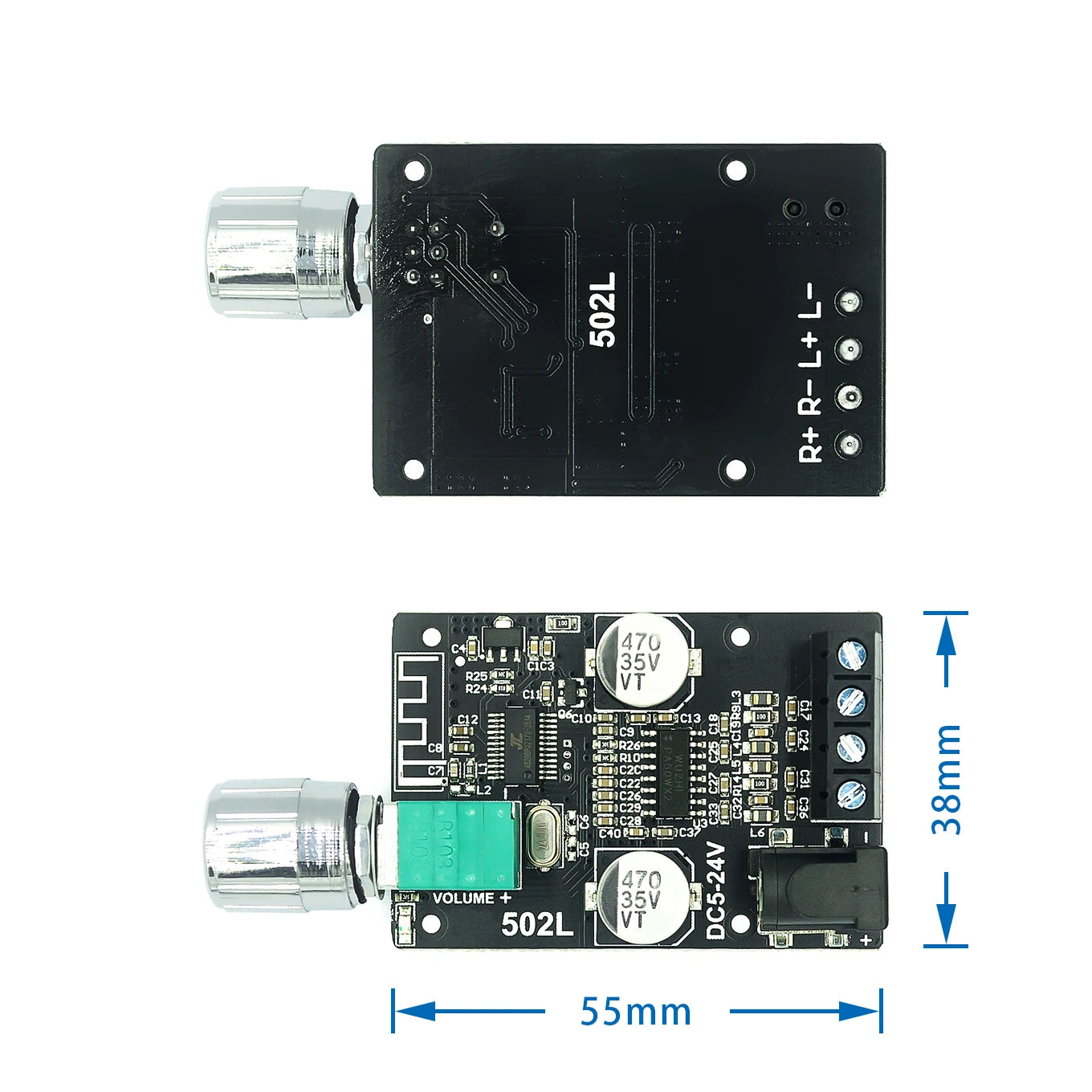 Custom ZK-502L MINI Bluetooth 5.0 DC 5-24V Wireless Audio Digital Power amplifier Stereo board 50Wx2 Bluetooth Amp Amplificador