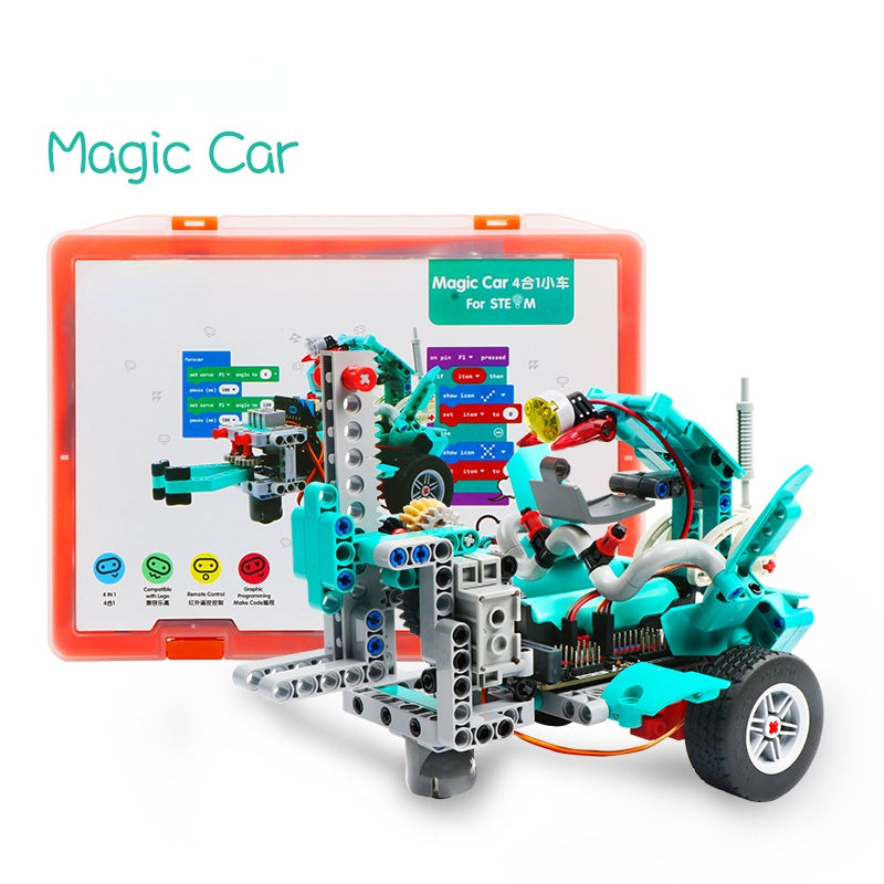 Magic Car Robotics Educational Kits Diy Kit for Magic :Bit ,Support Makecode Graphical Software, Bluetooth and APP control customize