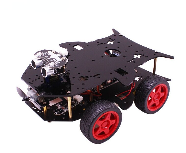 custom 4WD Smart Robot Car Kit Met Ultrasone Infrarood En Tracking Sensor Voor Student Diy Experiment