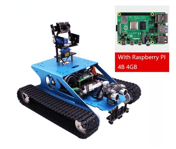 custom Ai Vision Maker Stem Onderwijs Raspberry Pi G1 Smart Tank Robot Auto Kit Met Wifi Camera