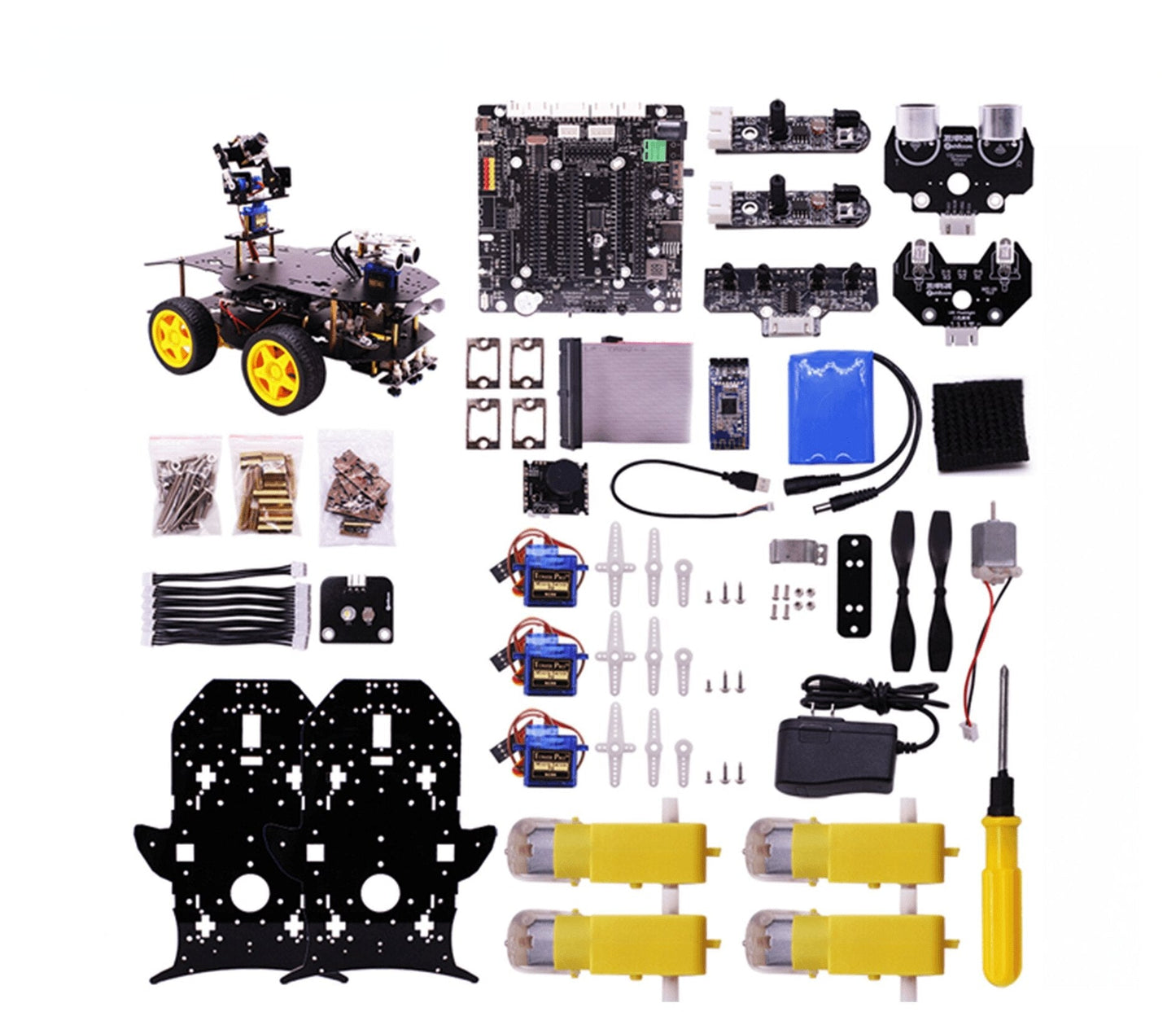 custom Diy Stem Programmering Onderwijs Raspberry Pi 4 Smart 4WD Robot Auto Voor Ai Gameplays Met Sensor Module