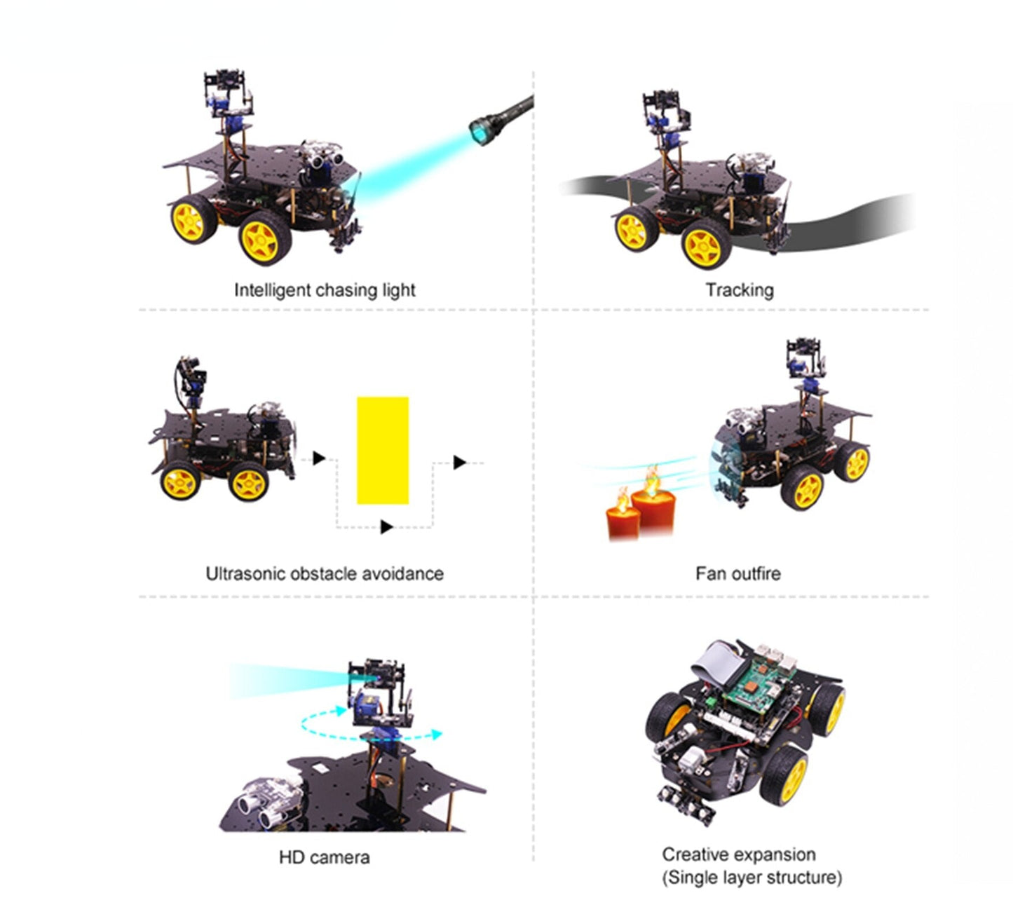 custom Diy Stem Programmering Onderwijs Raspberry Pi 4 Smart 4WD Robot Auto Voor Ai Gameplays Met Sensor Module