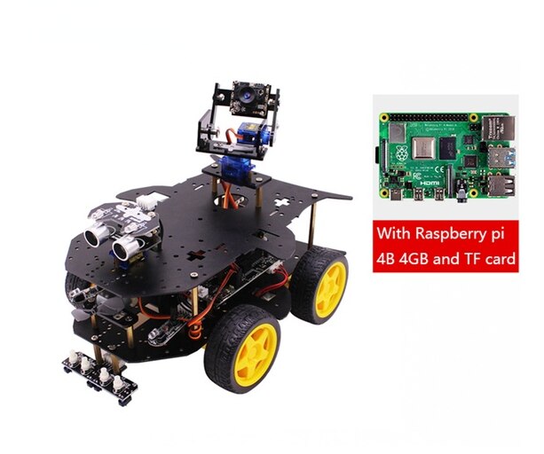 custom Diy Stem Programmering Onderwijs Raspberry Pi 4 Smart 4WD Robot Auto Voor Ai Gameplays Met Sensor Module