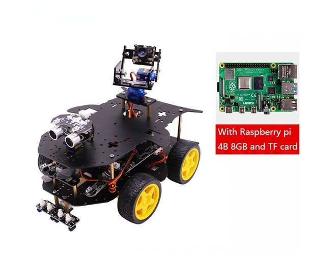 custom Diy Stem Programmering Onderwijs Raspberry Pi 4 Smart 4WD Robot Auto Voor Ai Gameplays Met Sensor Module