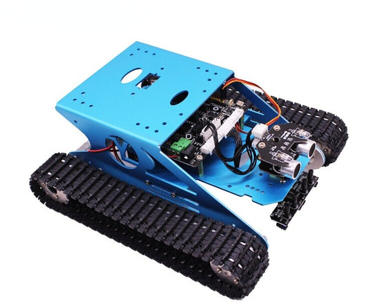 custom G1 Blauw Professionele Tank Smart Robot Car Track Met Aluminium Platform Voor Maker Stem Onderwijs