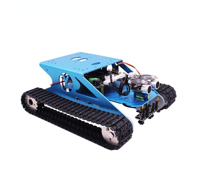 custom G1 Blauw Professionele Tank Smart Robot Car Track Met Aluminium Platform Voor Maker Stem Onderwijs