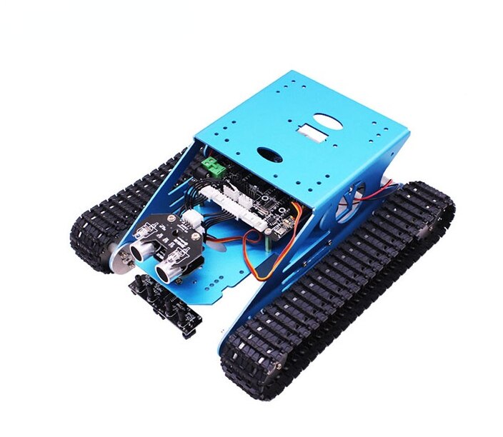 custom G1 Blauw Professionele Tank Smart Robot Car Track Met Aluminium Platform Voor Maker Stem Onderwijs