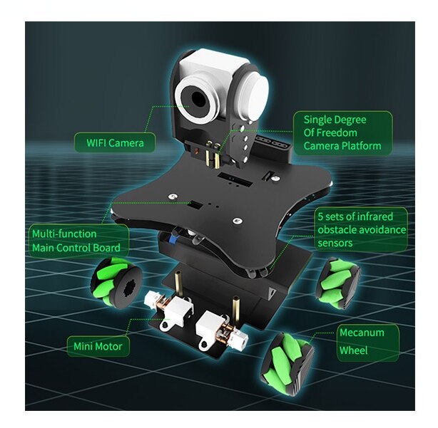 custom Mobiele Smart Auto Met Wifi Video En Mecanum Wielen Voor Leren C Taal