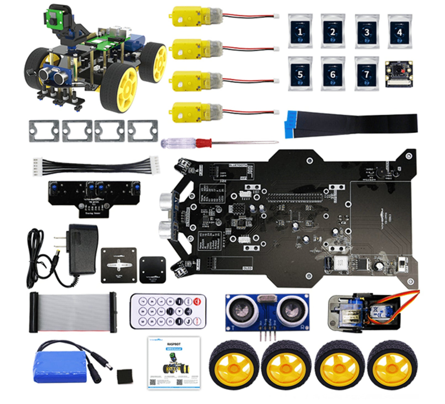 Custom WIFI video AI visual robot car with FPV camera for Raspberry Pi 4B Python programming learning kit