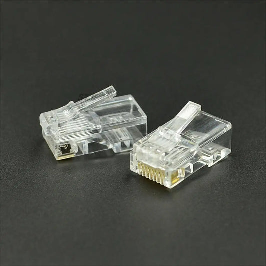 Custom wholesale 100pcs RJ48 RJ-48 Modular Plug Stranded 10P10C Round Cable Connector